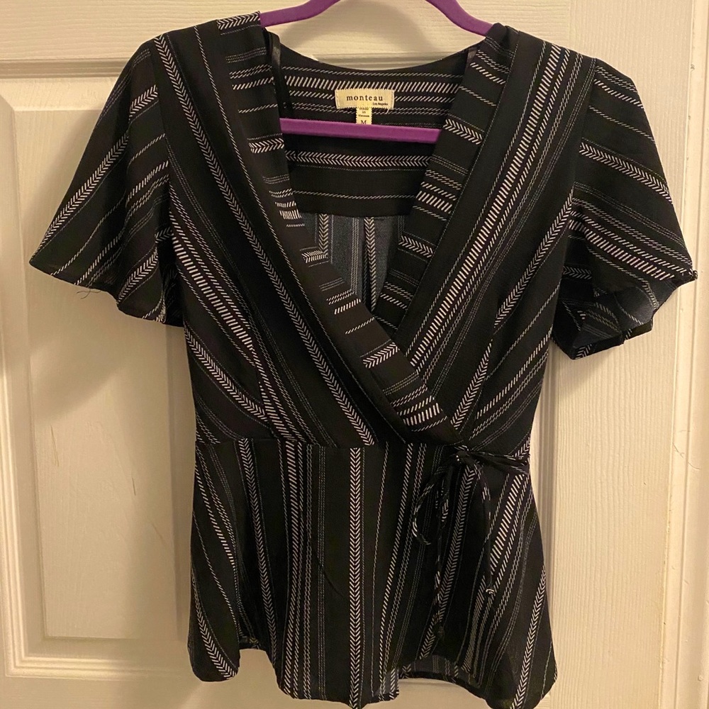 Black tie front blouse - Montaeu M